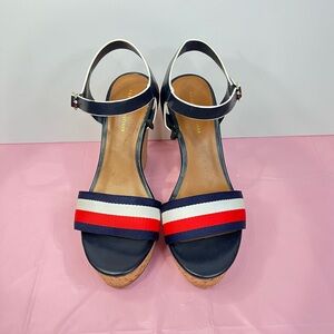 Tommy Hilfiger 7.5 Women's Striped Sandals Navy, Red, White - Never Worn